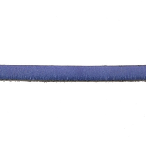 Lacet cuir 5x2 mm Bleu métallisé x30cm