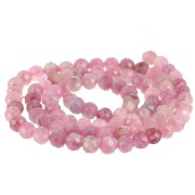 Perles rondes facettées 4 mm pierre gemme - Tourmaline rose x38cm
