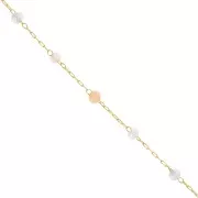 Chaîne perlée de perles aplaties facettées en verre 3x2 mm - Doré - Pastel x50cm