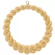 Pendentifs cercles effet torsadé 35 mm - Acier inoxydable 316L Doré x2