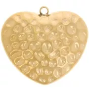 Pendentif coeur bombé texturé 23.5x26 mm - Acier inoxydable 316L Doré x1