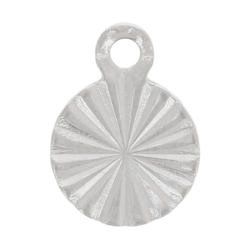 Breloques rondes striées 6 mm - Acier inoxydable 304L x10