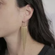 Pendentif franges en chaîne paloma 84x18 mm - Acier inoxydable 304L Doré x2