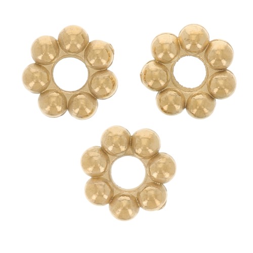 Perles rondelles fleurs 4 mm - Acier inoxydable 304L Doré x10