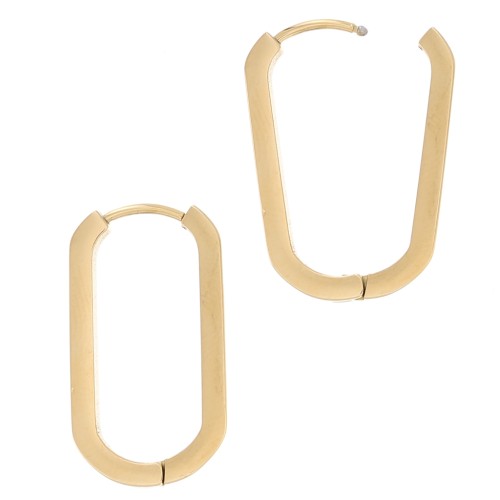 Créoles ovales aplaties 25x14 mm - Acier inoxydable 304L Doré x2