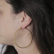 Créoles rondes 58 mm effet diamanté - Acier inoxydable 304L Doré x2