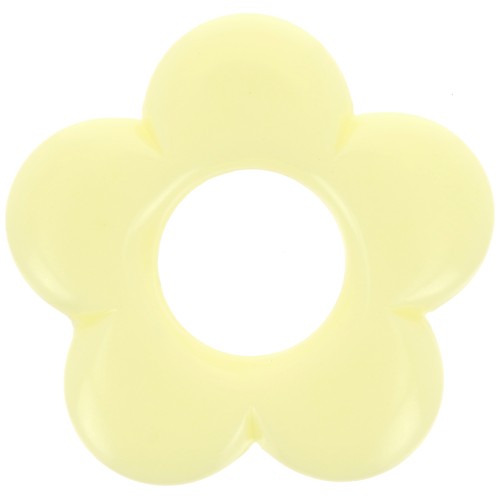 Pendentif fleur 21 mm en résine opaque - Jaune pâle x1