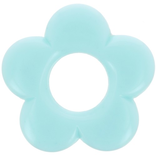 Pendentif fleur 21 mm en résine opaque - Bleu pastel x1