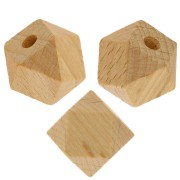 Perles géométriques à facettes en bois verni 20 mm x10