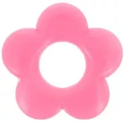 Pendentif fleur 21 mm en résine opaque - Rose vif marbré x1