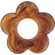 Pendentif fleur 21 mm en résine translucide - Ambre marbré x1