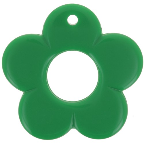 Pendentif fleur 35 mm en résine opaque - Vert sapin x1