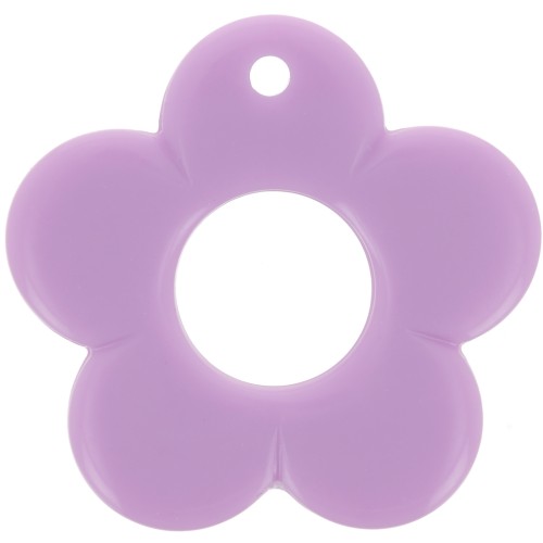 Pendentif fleur 35 mm en résine opaque - Violet clair x1