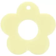 Pendentif fleur 35 mm en résine opaque - Jaune pâle x1