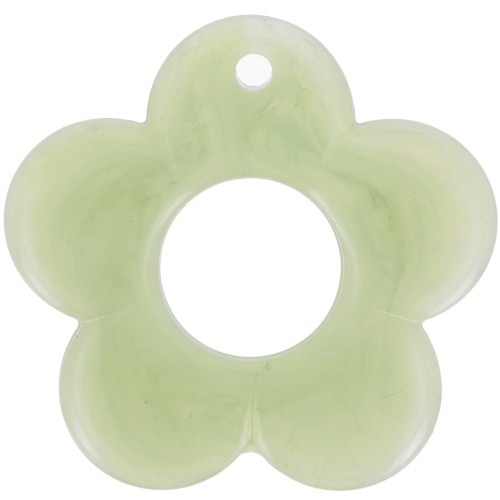 Pendentif fleur 35 mm en résine translucide - Lichen marbré x1