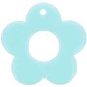 Pendentif fleur 35 mm en résine opaque - Bleu pastel x1
