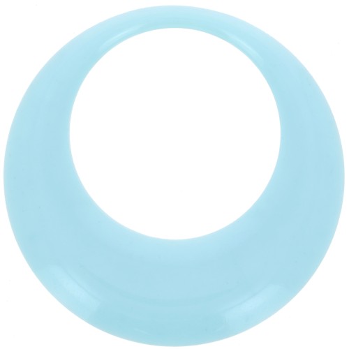Pendentif rond évidé en résine opaque 44 mm - Bleu pastel x1