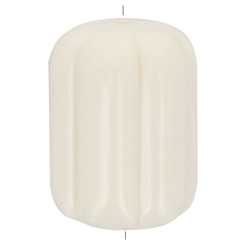 Perle tube striée 20x14 mm en résine opaque - Ecru x1