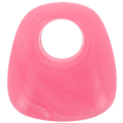 Pendentif trapèze en résine opaque 23x21 mm - Rose vif marbré x1