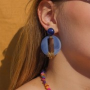 Cabochon rond 14 mm en résine opaque - Bleu pastel x1