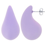 Boucles d'oreilles goutte bombée 31x17mm en acrylique effet gomme - Lilas mat x2