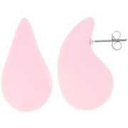 Boucles d'oreilles goutte bombée 31x17mm acrylique effet gomme - Rose clair mat x2