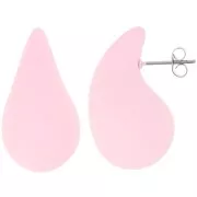 Boucles d'oreilles goutte bombée 31x17mm acrylique effet gomme - Rose clair mat x2