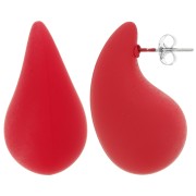 Boucles d'oreilles goutte bombée 31x17 mm en acrylique effet gomme - Rouge mat x2|raw }}
