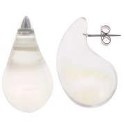 Boucles d'oreilles goutte bombée 31x17 mm en acrylique - Transparent AB x2|raw }}