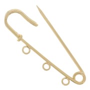 Broche épingle à nourrice - 3 anneaux à décorer 50 mm en Acier - Doré x1