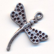Breloque libellule 26 mm argenté vieilli x1