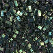 Miyuki Half Tila Beads 5x2.3x1.9 mm HTL-468 - Malachite Green Iris Metallic x10g