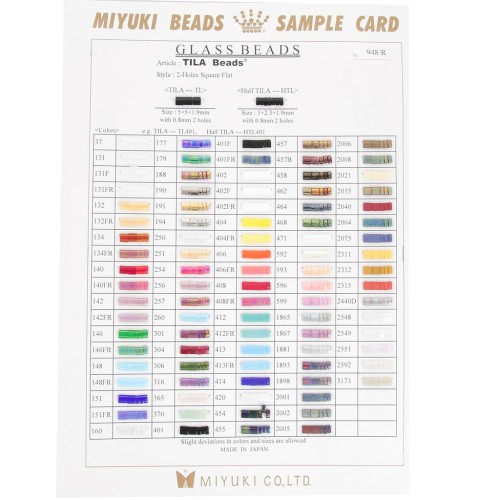 Nuancier Miyuki - Tila Beads et Half Tila Beads - Sample Card (n°948)