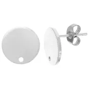 Clous d'oreilles disque avec un trou 12 mm - Argenté x2
