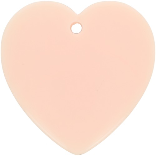 Pendentif coeur en résine opaque 36x36.5 mm - Rose clair x1