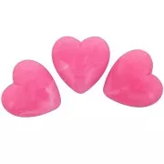 Perle coeur 17x18 mm en résine opaque - Rose vif marbré x1