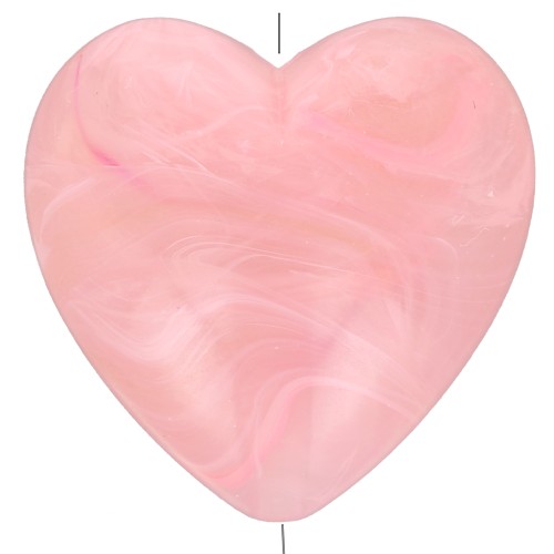 Perle coeur 17x18 mm en résine opaque - Rose marbré x1