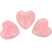 Perle coeur 17x18 mm en résine opaque - Rose marbré x1