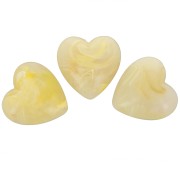 Perle coeur 17x18 mm en résine opaque - Jaune clair marbré x1