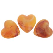 Perle coeur 17x18 mm en résine translucide - Abricot marbré x1