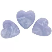 Perle coeur 17x18 mm en résine opaque - Gris glacier marbré x1