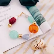 Perle coeur 17x18 mm en résine opaque - Gris glacier marbré x1