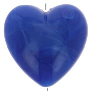 Perle coeur 17x18 mm en résine opaque - Bleu royal marbré x1