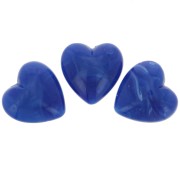 Perle coeur 17x18 mm en résine opaque - Bleu royal marbré x1