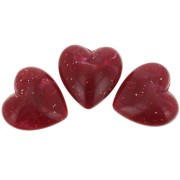 Perle coeur 17x18 mm en résine opaque - Marbré Rouge foncé pailleté x1