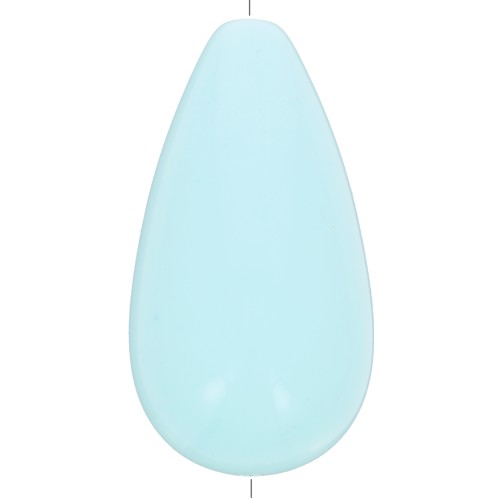 Perle poire en résine opaque 26x14 mm - Bleu pastel x1
