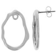 Clous d'oreilles gouttes irréguliers martelés 24x17 mm - Placage Argent fin x2|raw }}