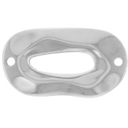 Intercalaire ovale irrégulier martelé évidé 26.5x15 mm - Placage Argent fin x1|raw }}