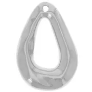 Pendentif goutte bombé martelé 25.5x18 mm - Placage Argent fin x1