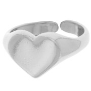 Bague chevalière forme coeur - Taille 53 - Placage Argent fin x1|raw }}